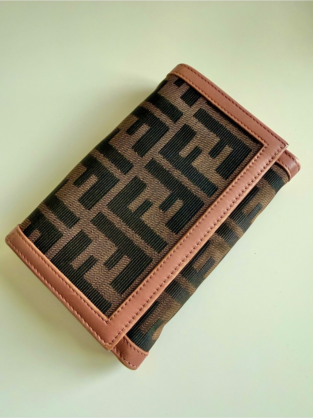 Fendi Zucca Pink Leather & Canvas Bifold Wallet